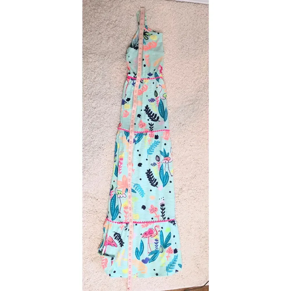 Cat & Jack Maxi Sundress Girl Size XL (14/16) Tropical Flamingo Spaghetti Straps